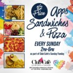Sunday Club Cafe Boston Half Price appetizer sandwiich and pizza