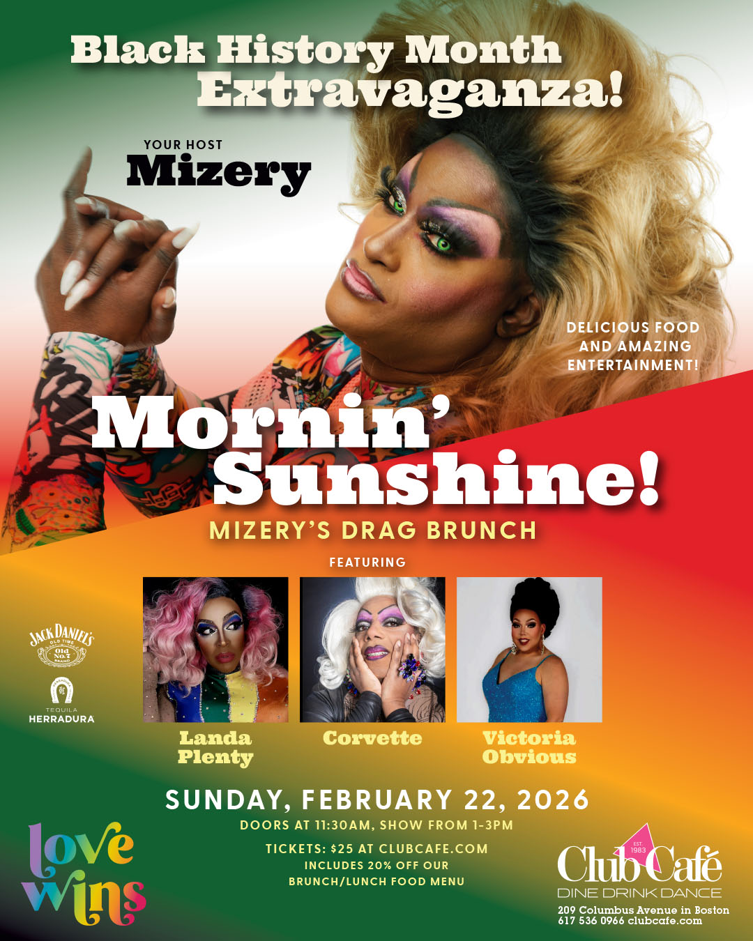 Club Cafe Boston Drag Brunch with Mizery and special guests every 4th Sunday