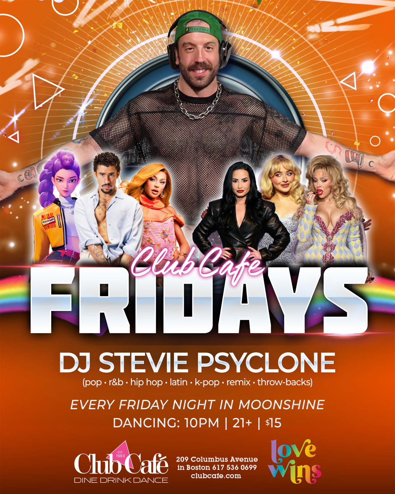 Fridays Dancing at Club Cafe Boston with DJ Stevie Psyclone