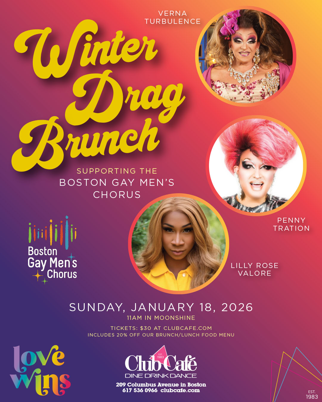Boston Gay Men's Chorus Drag Brunch at Club Cafe Boston