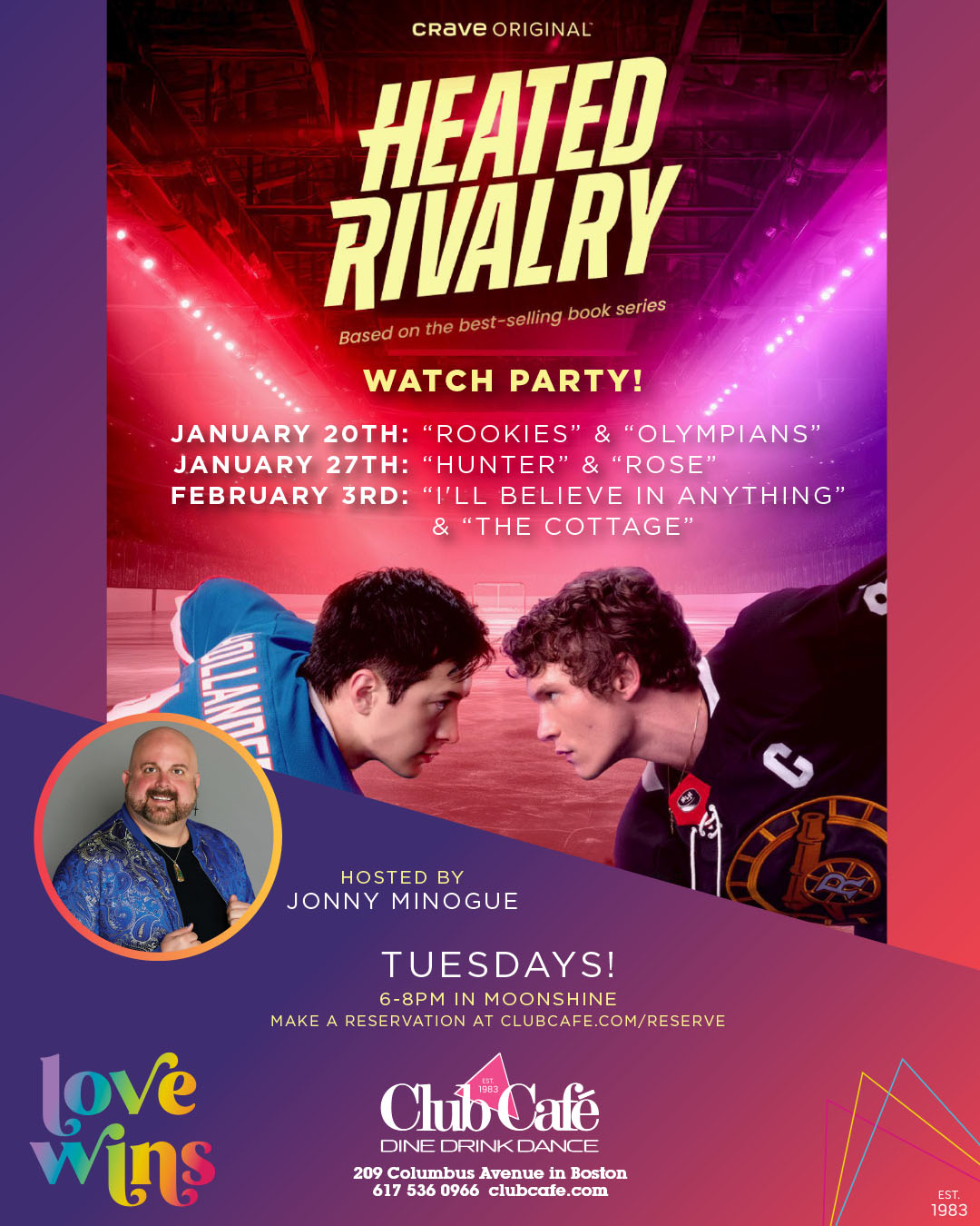 Heated Rivalry Watch Party at Club Cafe Boston Jonny Minogue