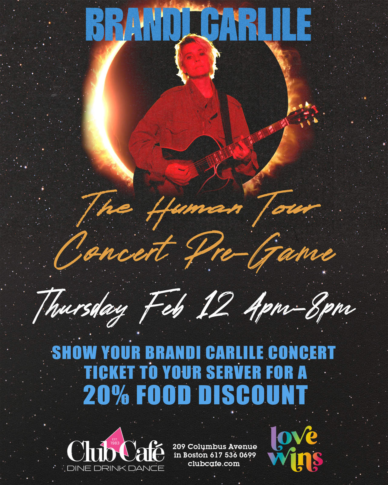 Brandi Carlile The Human Tour concert pre-party at club cafe Boston