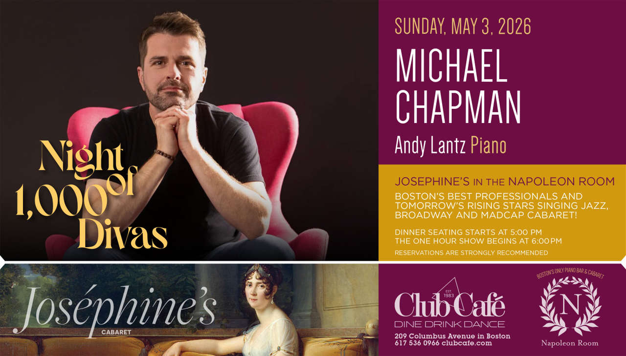 Michael Chapman and Andy Lantz at Club Cafe Boston for night of 1000 divas cabaret Broadway