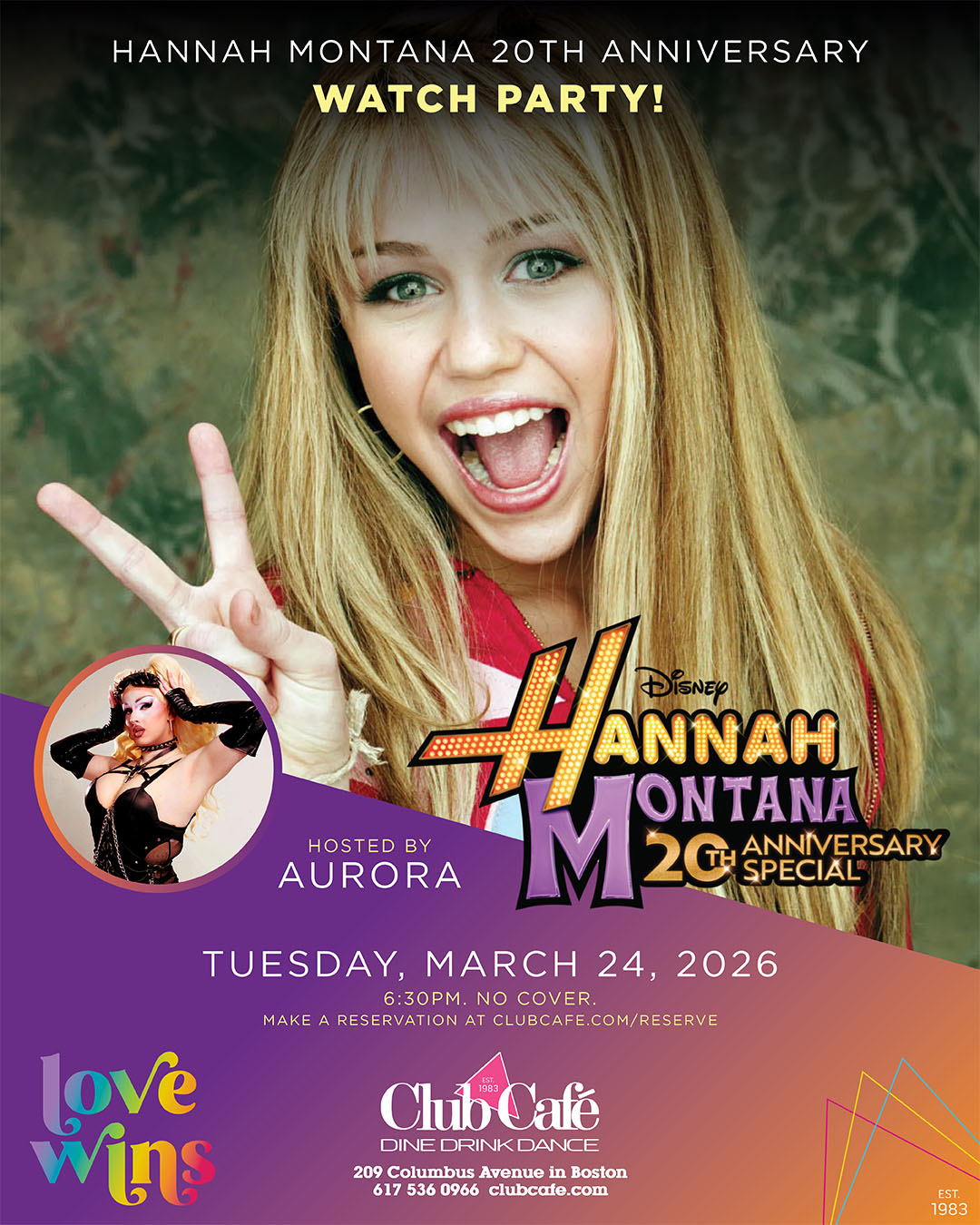 Club Cafe Boston Hannah Montana 20th Anniversary watch party