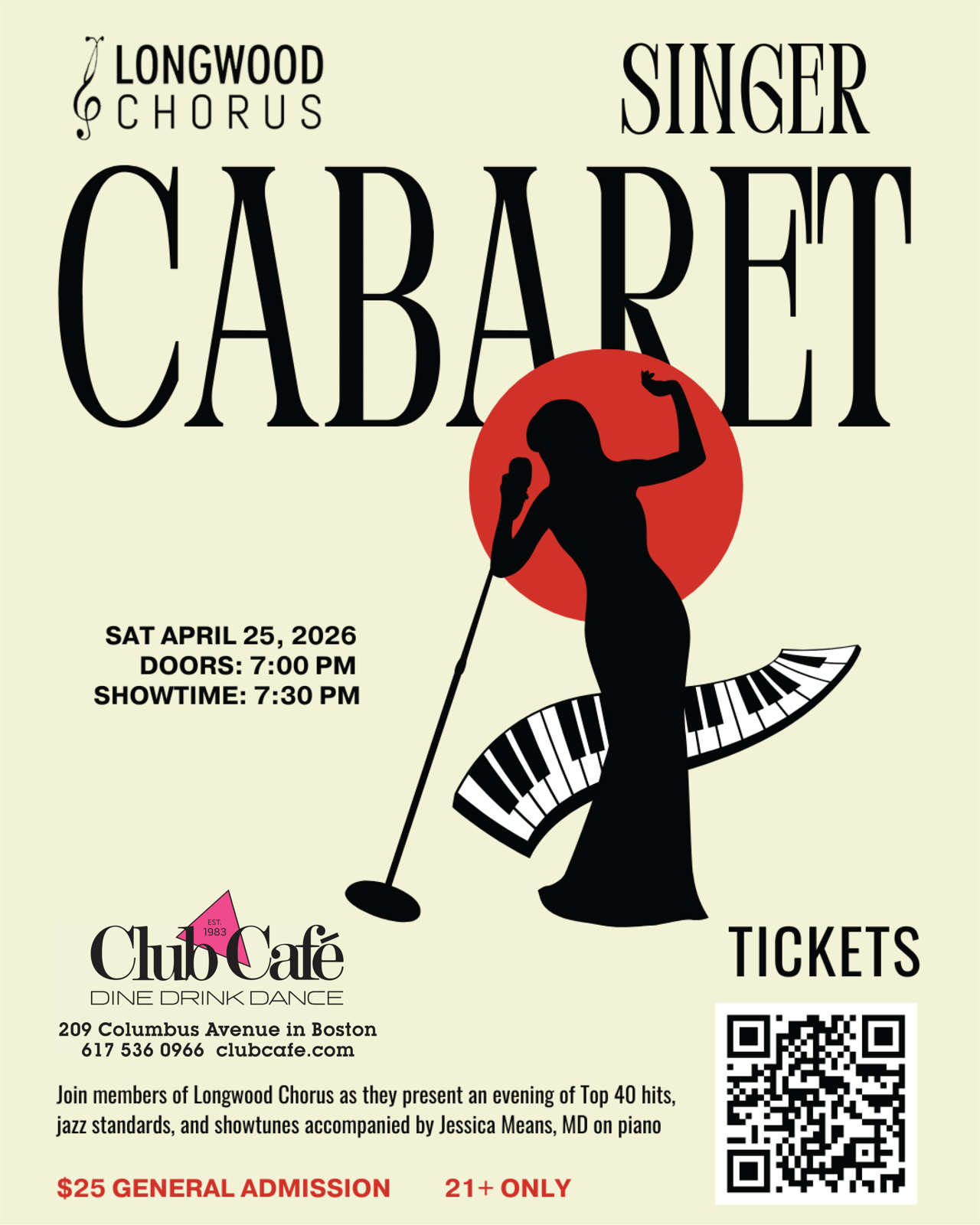 Longwood Chorus Spring Cabaret at Club Cafe Boston