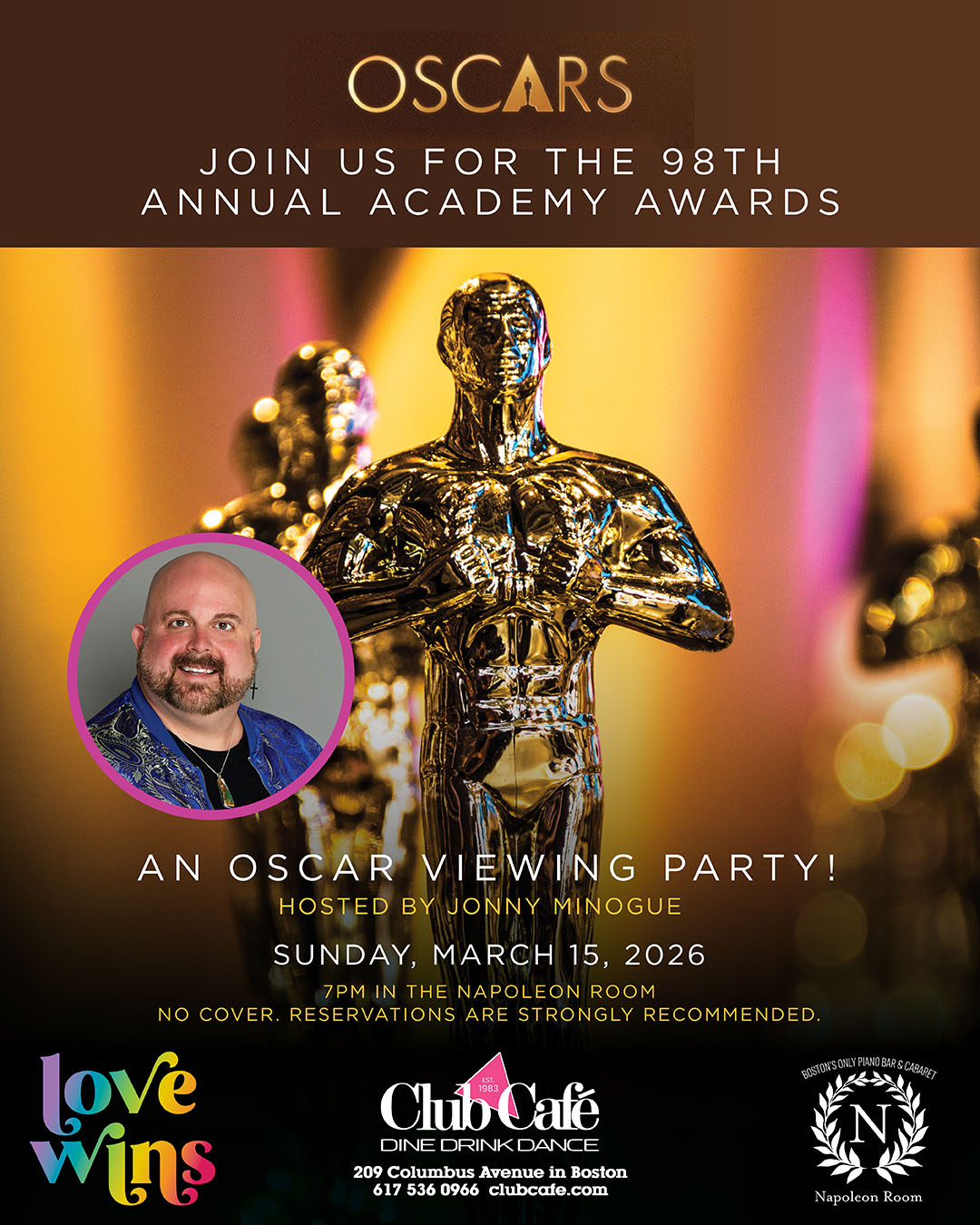 Academy Awards Oscars viewing party at Club Cafe Boston
