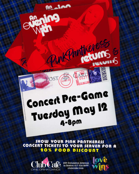 Pink Pantheress concert pre party at Club Cafe Boston 20% off food