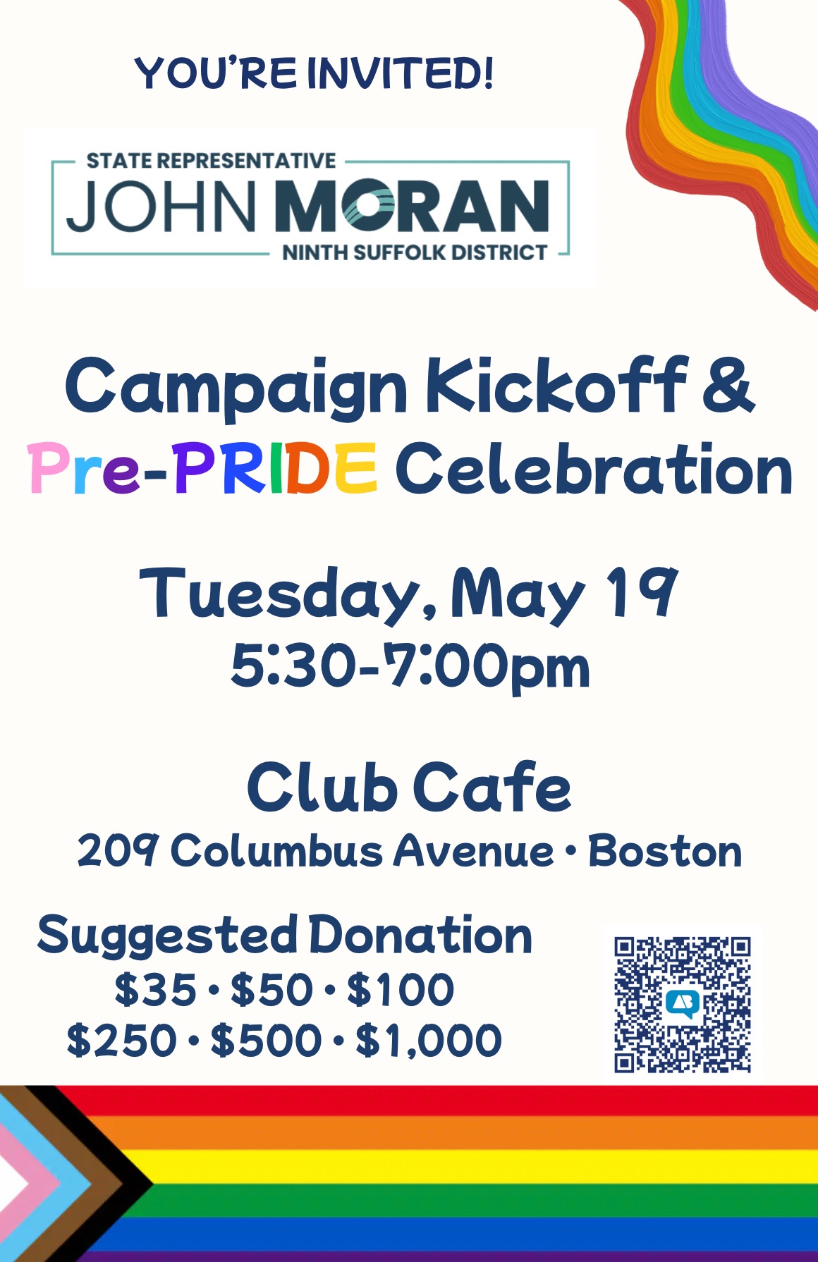 John Moran campaign kickoff and pride celebration at Club Cafe Boston