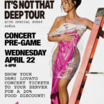DEMI LOVATO CONCERT PRE-PARTY. Show your DEMI LOVATO CONCERT tickets to your server for a 20% discount on your food.