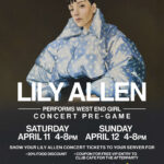 Lily Allen Concert Pre party at club cafe boston 20% discount on food and free vip admission after party