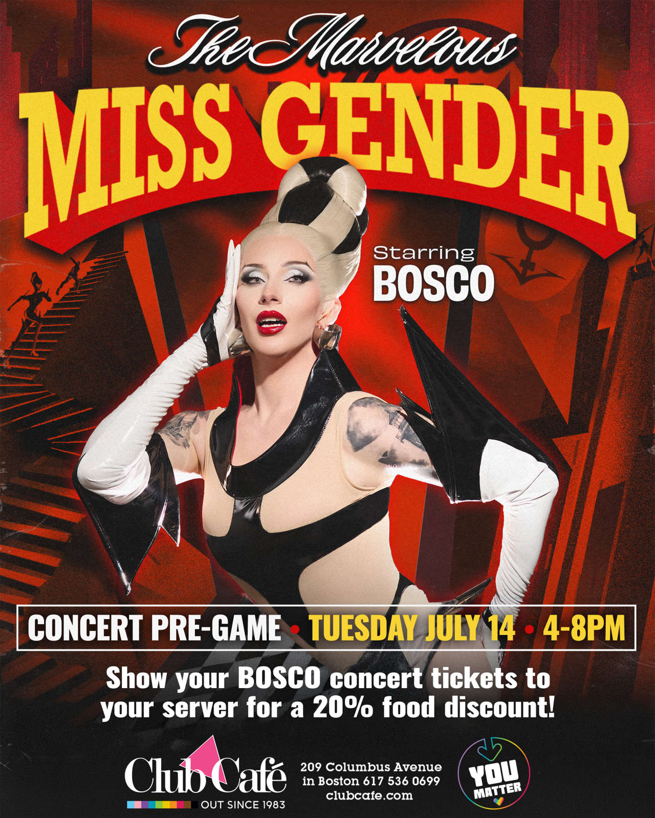 Heading to BOSCO on July 14? Start your night at Club Cafe! Flash your BOSCO concert tickets to your server and score 20% off your food bill. Fuel up with great eats and perfect vibes before the music starts. See you there! Spots fill up fast for concert nights, so secure your table ahead of time by visiting Club Cafe Reservations.