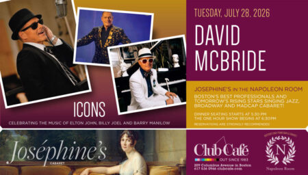 Acclaimed Singer/Pianist David McBride brings his brand new tribute show to Josephine's on July 28. "ICONS" celebrates the legendary music of Elton John, Billy Joel and Barry Manilow. David is sure to have his audiences laughing, singing and clapping to these classics from the masters.