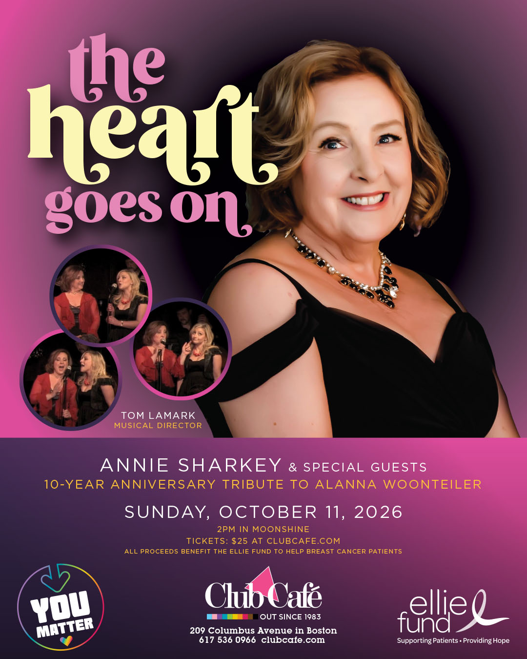 The Heart Goes On with Annie Sharkey and friends with Tom La Mark on piano at Club Cafe Boston