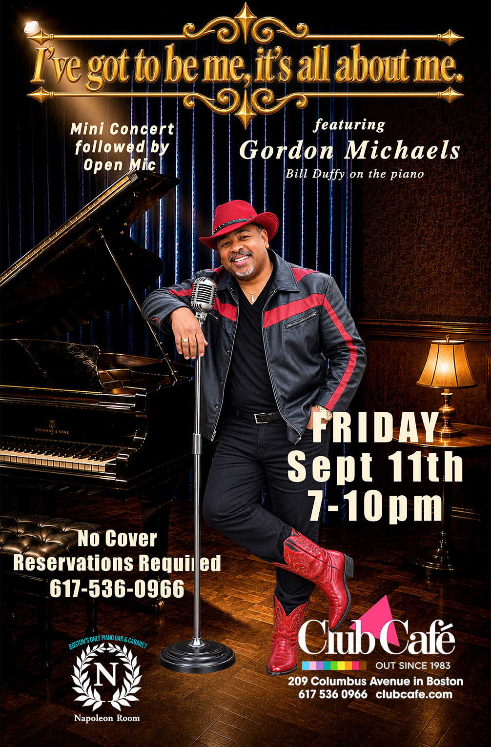Best Cabaret Broadway piano bar supper club at club cafe Boston with Gordon Michaels