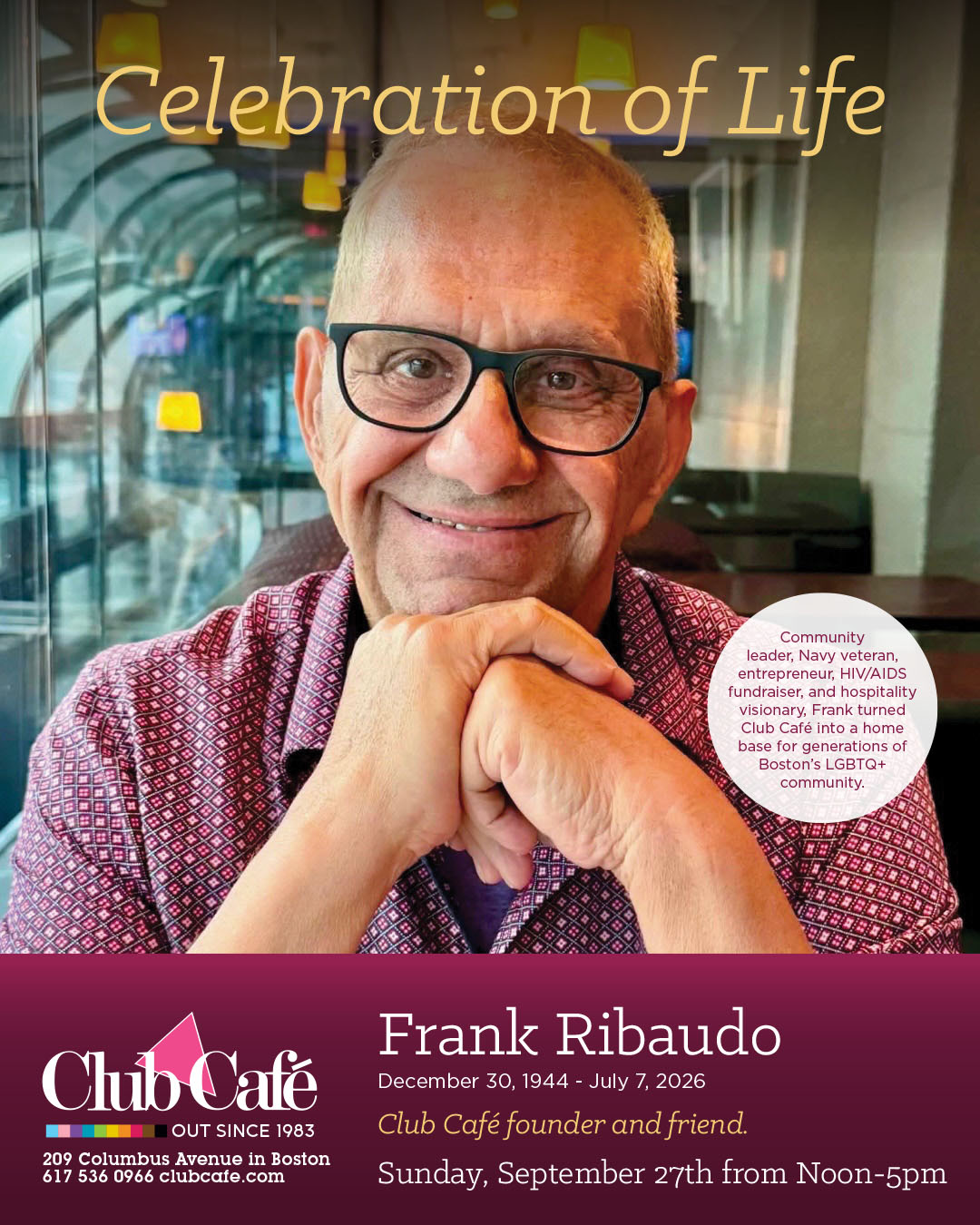 Frank Ribaudo Celebration of Life at Club Cafe Boston