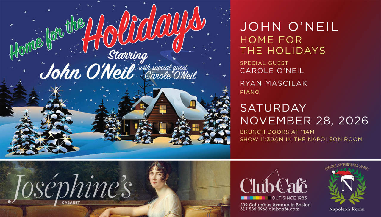 Join John O'Neil as he takes you on a sleighride of songs and memories of the holiday season from Thanksgiving to Christmas. John will be joined onstage by his sister Carole and pianist Ryan Mascilak at Club Cafe boston