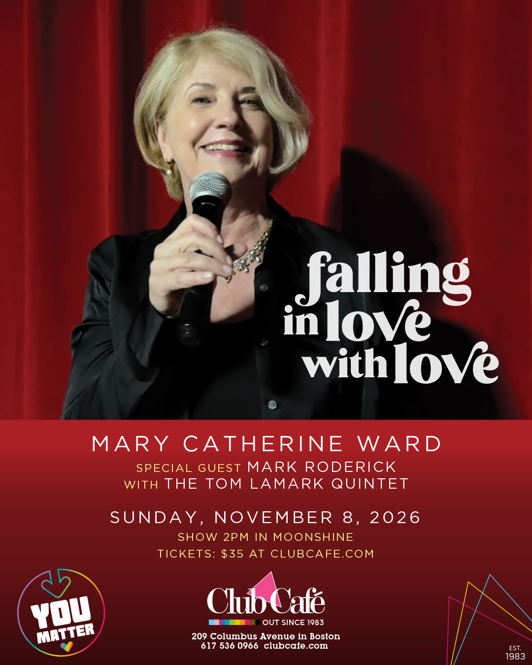 Mary Catherine Ward new show Falling in love with love with the Tom Lamark Quintet at Club Cafe Boston